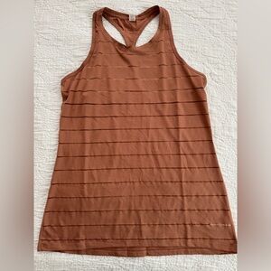 Athleta Chi High Neck Terracotta Striped Racerback Tank Top